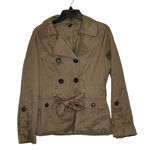 Ambition Womens Swing Jacket Size Medium Tan Button & Tie Front Lined Photo 0