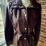 Bernardo  Rich Brown Leather Jacket with Belt Gold Hardware Boho Chic Edgy Moto Photo 0