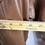 Vintage Novina Mr. Murray Brown Faux Leather Coat 70s Mod Retro Shearling Lined Size 16 Photo 8