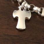  Rolo Link Italian Bracelet With Sterling Silver Cross Charm Photo 2