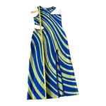 PAOLA BERNARDI Stela Striped Sleeveless Midi Cutout Dress Sz L NWT Blue Photo 4