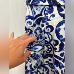 Ralph Lauren Lauren  Paisley Floral Blue & White Sleeveless Shift Dress Size 14 Photo 6
