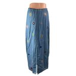 ZARA Women's Blue Floral Embroidered Elastic Waist Denim Jeans Maxi Skirt Size S Photo 1