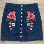 PacSun Denim Mini Skirt W/ Floral Embroidery Photo 1