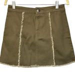 BCBGeneration Army Green Denim Frayed Edge Skirt Size 25 NWT Photo 2