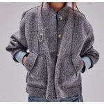 Free People Willow Bomber Jacket Gray Boucle Textured Size: Large Photo 0