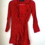 Realisation Par The Alexandra Red Star 100% Silk Long Sleeve Wrap Mini Dress XXS Photo 7