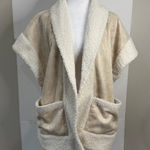 Wonderly  NWT Cozy Tan and Cream Sherpa Cardigan faux suede vest coat neutral Photo 0
