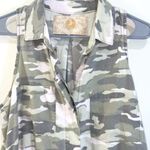Bella Dahl  Camo Sleeveless Button-Front Top Collared Green White XS Tencel Photo 2