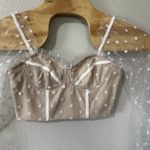 Runway the Label RNWY Chloe Sheer White Beige Polka Dot Bustier Crop Top Size 6 Photo 1