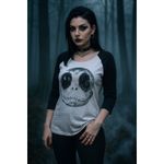 Skellington Graphic Tee sz M Halloween Casual Raglan Sleeve Moon Face Y2K Gothic Black Size M Photo 1
