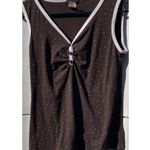 Vintage Candy Rain Women's Short Sleeve Shirt Polka Stars Button Size Large Brown Photo 11