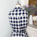 Banana Republic  Gingham Plaid Shirtdress Navy Blue Gray White Dress 8 Photo 6