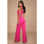 Lulus NWT  Only Tonight Hot Pink Two-Piece Wide-Leg Jumpsuit 2PC Party Barbie L Photo 2
