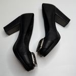 Fossil  MADDOX Black Leather Buckle Platforms PUMPS Block Heel Shoes S-419 Sz 7.5 Photo 5