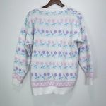 Vintage Grannycore Pastel Flower White Pink Purple 80s Crewneck Sweater Size‎ L Size L Photo 1