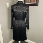 Soma  Black Satiny Robe Rose are Red Time for Bed S/M NWT Sexy Comfy Photo 4