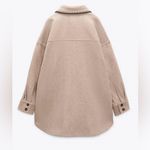 ZARA  NWT beige tan oversized button front stitched shacket Photo 8