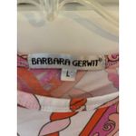 Barbara Gerwit Women's L 3/4 Sleeve Top Bold Geometric Print Pink Orange White Size L Photo 1