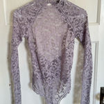 Victoria's Secret Victoria’s Secret lace long sleeve bodysuit size small. Lavender gray color Photo 0