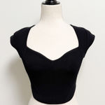 Babaton  Aritzia Black Carnegie Sculpt Knit Cap Sleeve Sweetheart Neck Crop Top Photo 0