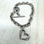 Vera Wang Love Sterling Silver Diamond Heart toggle clasp bracelet Photo 3