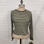 Aerie  Olive Cropped Striped Long Sleeve Tee Photo 1