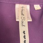 Heart soul  Sleeveless Ruffle V-Neck Blouse Shirt Purple Small Photo 3