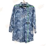 Ralph Lauren Lauren  Dress  BLUE Paisley Button Down Shirt Dress Oversized  SMALL Photo 9