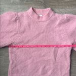 Ganni  Wool and Alpaca Blend Balloon Sleeve Mock Neck Ribbed Sweater Pink Small Photo 12