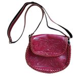 Vintage Tooled Leather Shoulder Bag Medium Red Purse Photo 0