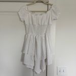 SheIn Holidaya Swiss Dot Off Shoulder Frill Trim Shirred Romper Photo 1