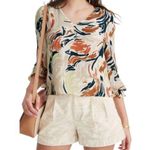 Madewell  Antique Cream Brushing Up Vmeck Ruffle Cuff Blouse Size Medium Photo 0