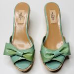 Valentino Garavani Valentino Pastel Mint Green Patent Leather Bow Espadrille Wedge Heel Sandal Shoe Photo 9