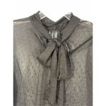 To The Max Women's Long Sleeve Sheer Tie Neck Sexy Top Blouse black size medium Photo 5