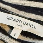 Gerard Darel Womens 2 Black White Striped Red Print Linen Short Sleeve T Photo 8