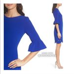Adelyn Rae  Blair Sheath Dress Cobalt Blue L 12 Ruffle Sleeves Cutout NWT Photo 2