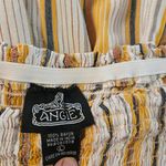 Angie  Striped Yellow Bodice Ruffled Jumpsuit Romper 100% Rayon Sz L Photo 6