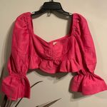 Alemais Blaire Ruffle Blouson Crop Top in Fuchsia size US 4 Photo 4