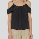 SHIFT Shiny Textured Stripe Strappy Crisscross Back Cold Shoulder Top Black S Photo 3