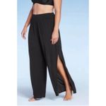 Shade & Shore  Cover-Up Pants Wide-Leg Side Slits Smocked Waist Black Size XS Photo 3