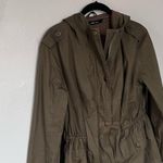 Ark & Co. hunter green, long, cargo jacket with a draw string waist. Small Photo 4