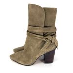 Banana Republic  Womens Sz 7 Canton Olive Green Suede Tie Ankle Boots Block Heel Photo 1