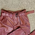 Who What Wear Women's HighRise Brown Faux Leather PaperBag Pants Size 4 Like New Photo 2