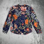 Amanda Uprichard Shirt Womens Small Navy Red Floral Flower Blouse Bloomcore Photo 2