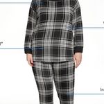 Women’s Plaid Black and White JoySpun super soft pj sets pants top is crop Size L Photo 6