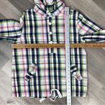 Merona Plaid Cotton Canvas Pullover Hoodie Jacket Pink Blue Small Photo 12