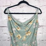 Iris  Teal Green Butter Yellow Floral Cowl Neck Cami Slip Dress Women's Medium Photo 2