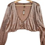 SKIMS  Womens Holiday Velvet Tan Glove Crop Top Sienna Sleeved Winter Top Size 4X Photo 1