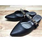 Worthington  Women's 7.5 Black Leather Studded Pointed Toe Classic Slip-On Mules Photo 3